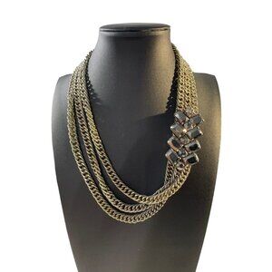 Jennifer Lopez JLo Statement Multi Strand Chunky Chain Necklace Rhinestone Read